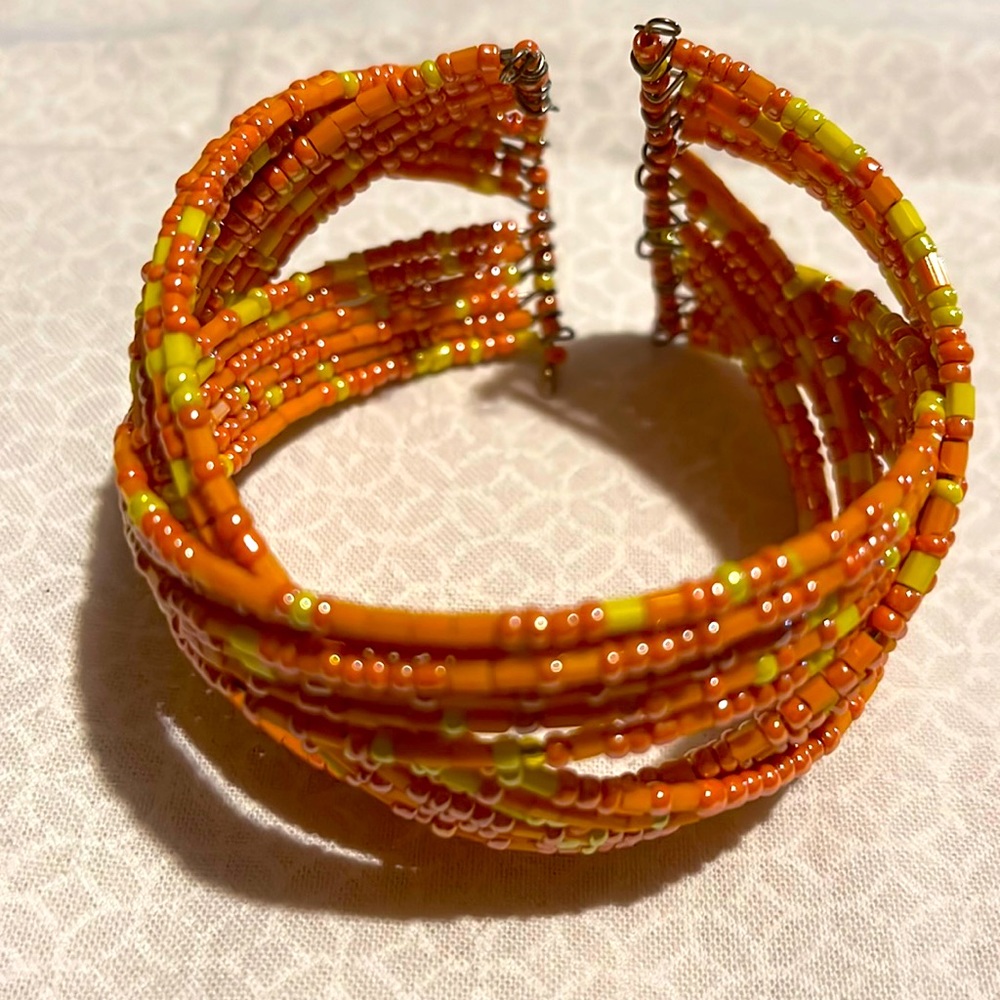 Beautiful bracelet with spring happy colors pink and yellow